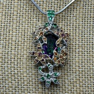 Sterling Silver/Platinum Mystic Topaz & Multi-Gemstone Pendant
